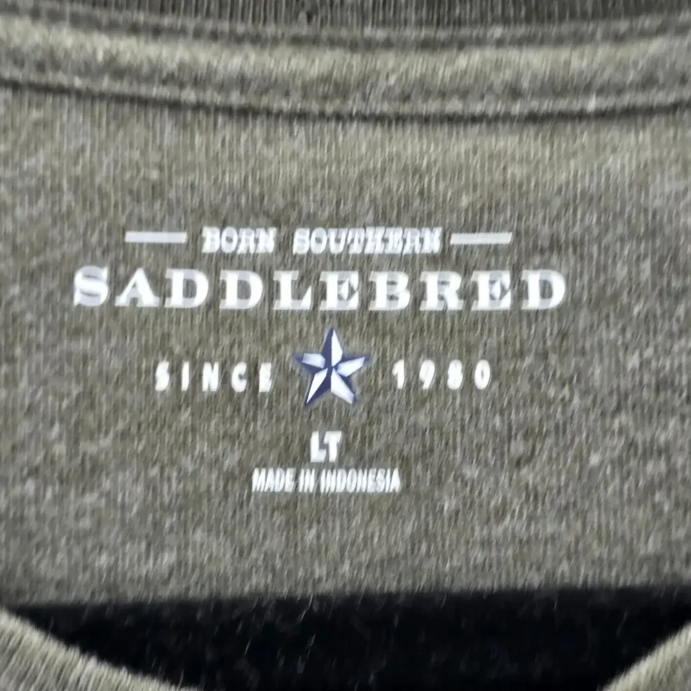 Saddlebred Green Long Sleeve Pullover Cotton Tshirt‎ Tee Sweater Mens Large Tall